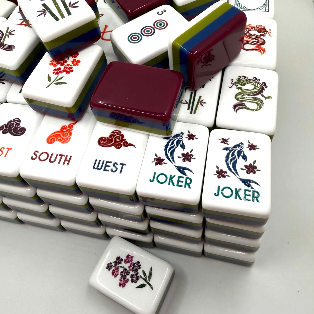 Midnight Blossom Premium Mahjong Tiles
