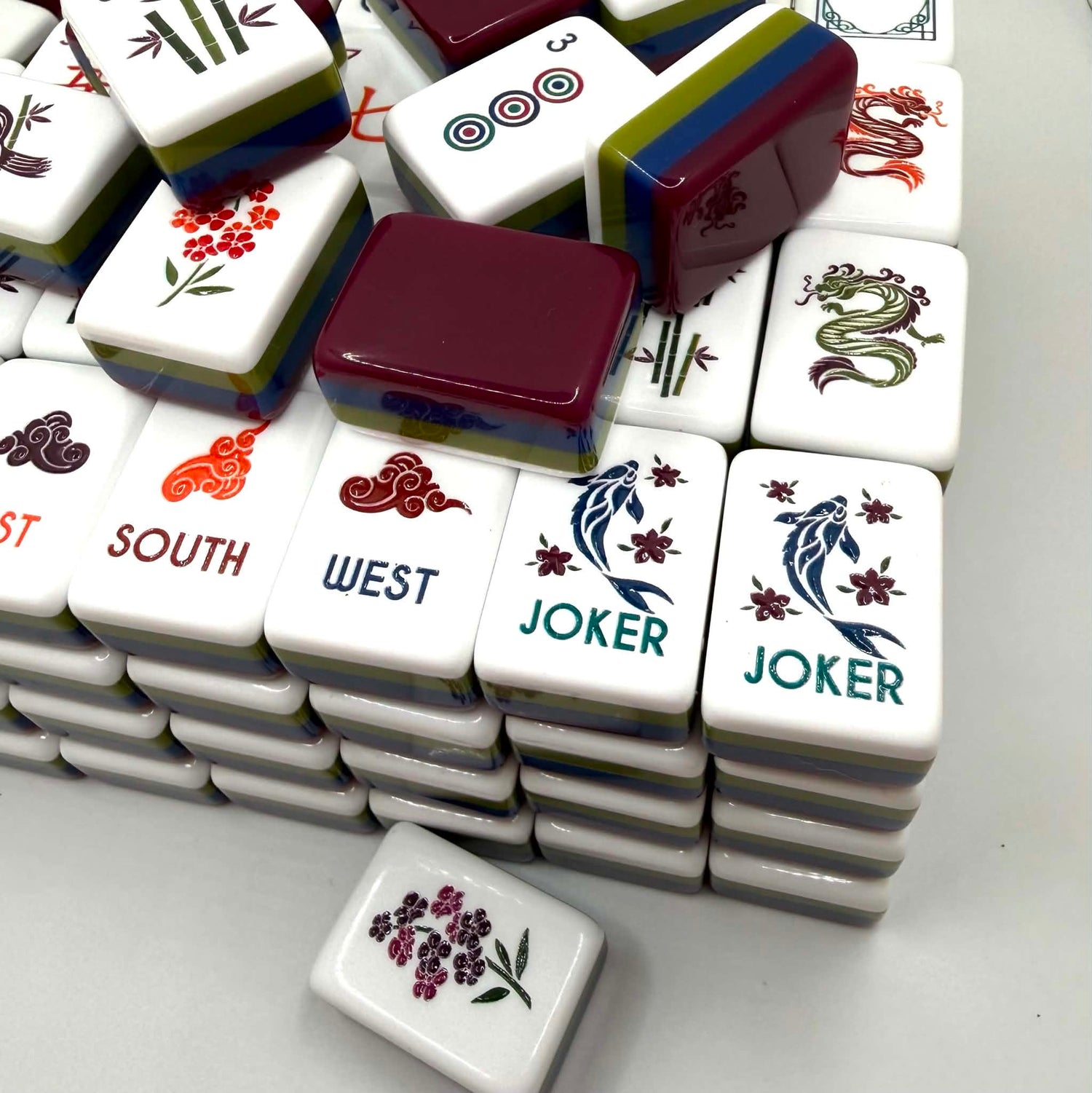 Midnight Blossom Premium Mahjong Tiles