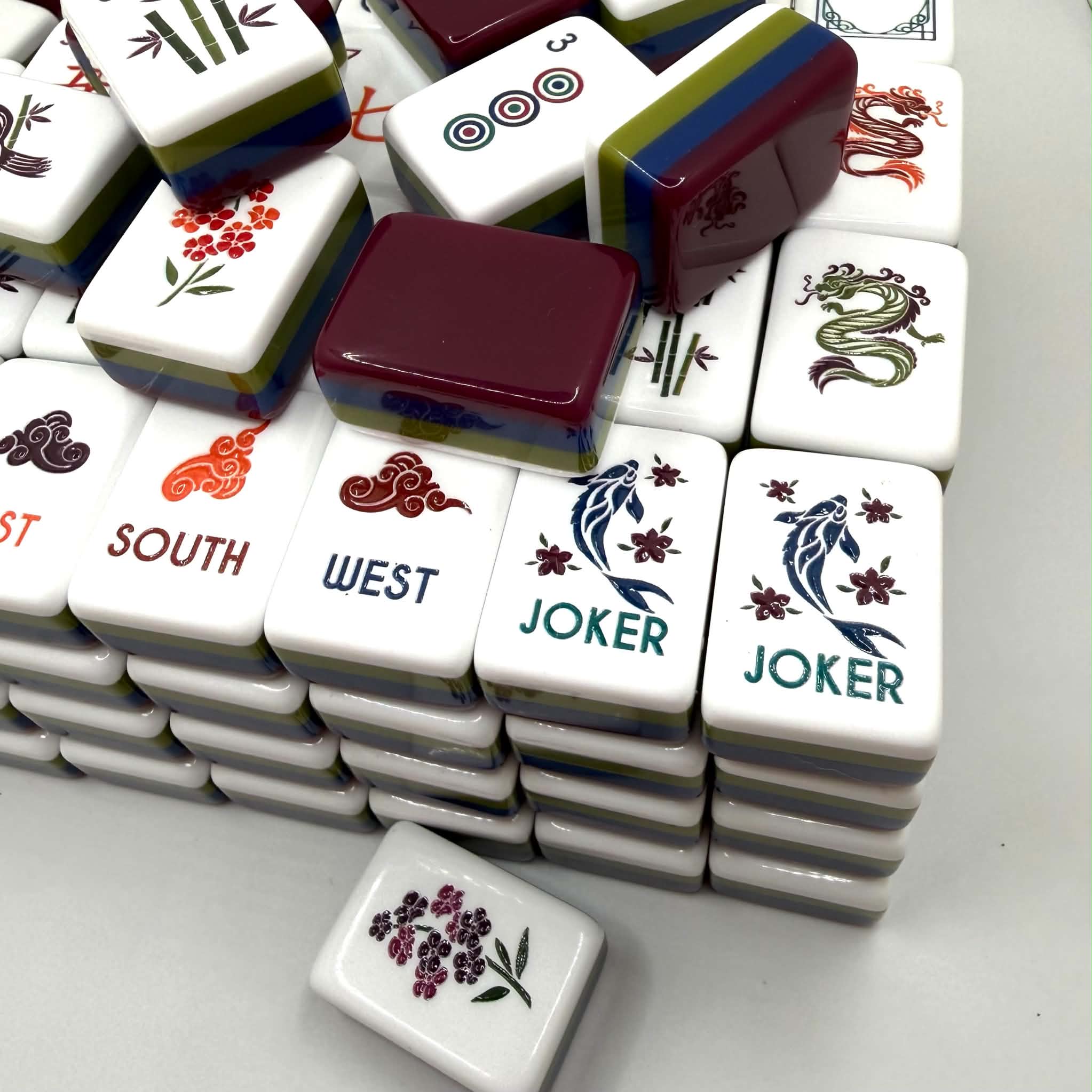 Midnight Blossom Premium Mahjong Tiles