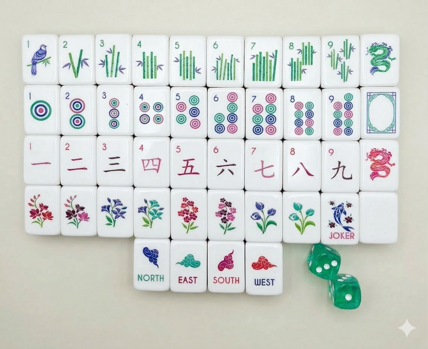Azure Blossom Premium Mahjong Tiles