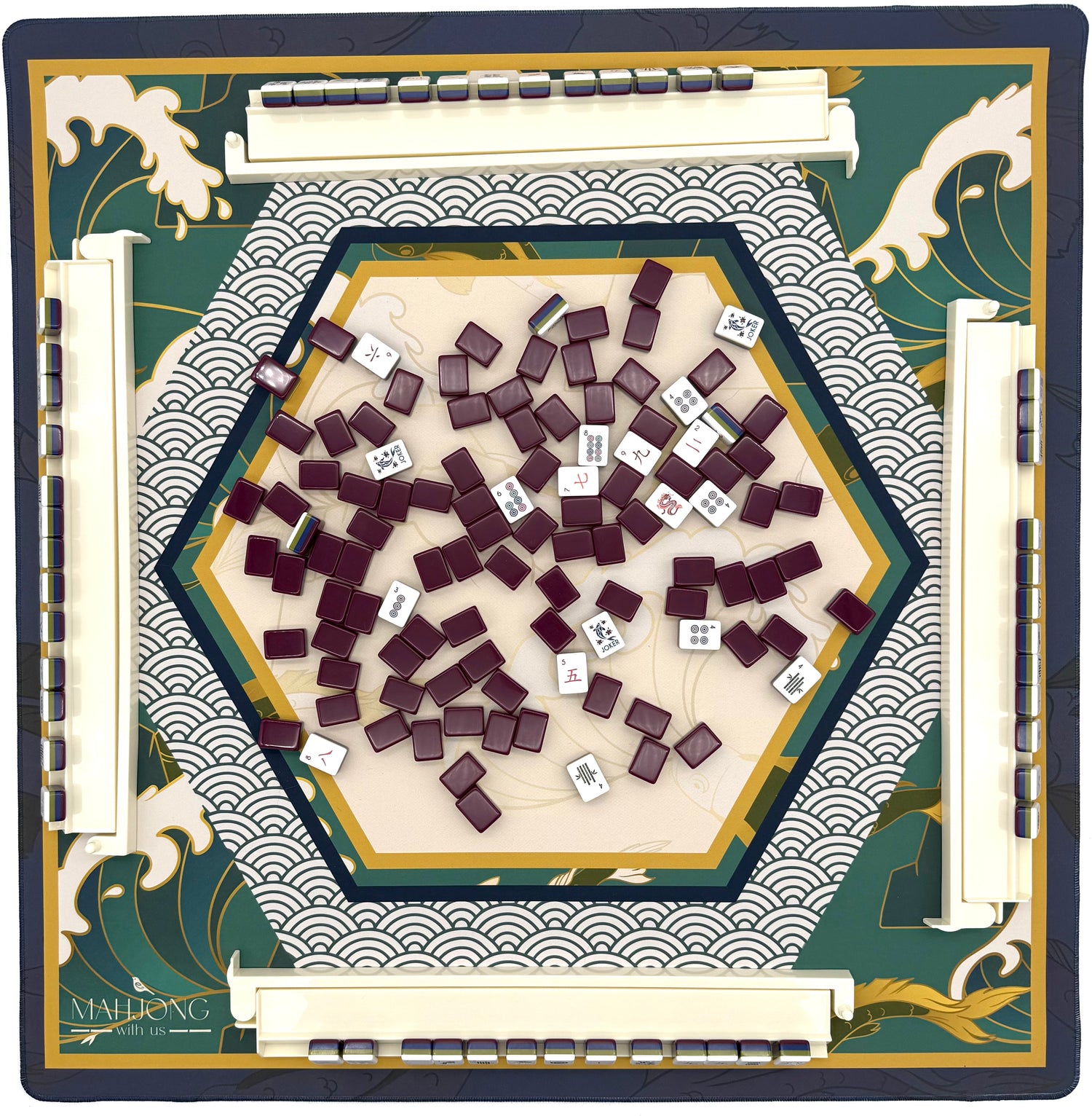Premium Mahjong Tile Racks - Set of 4 with Pushers