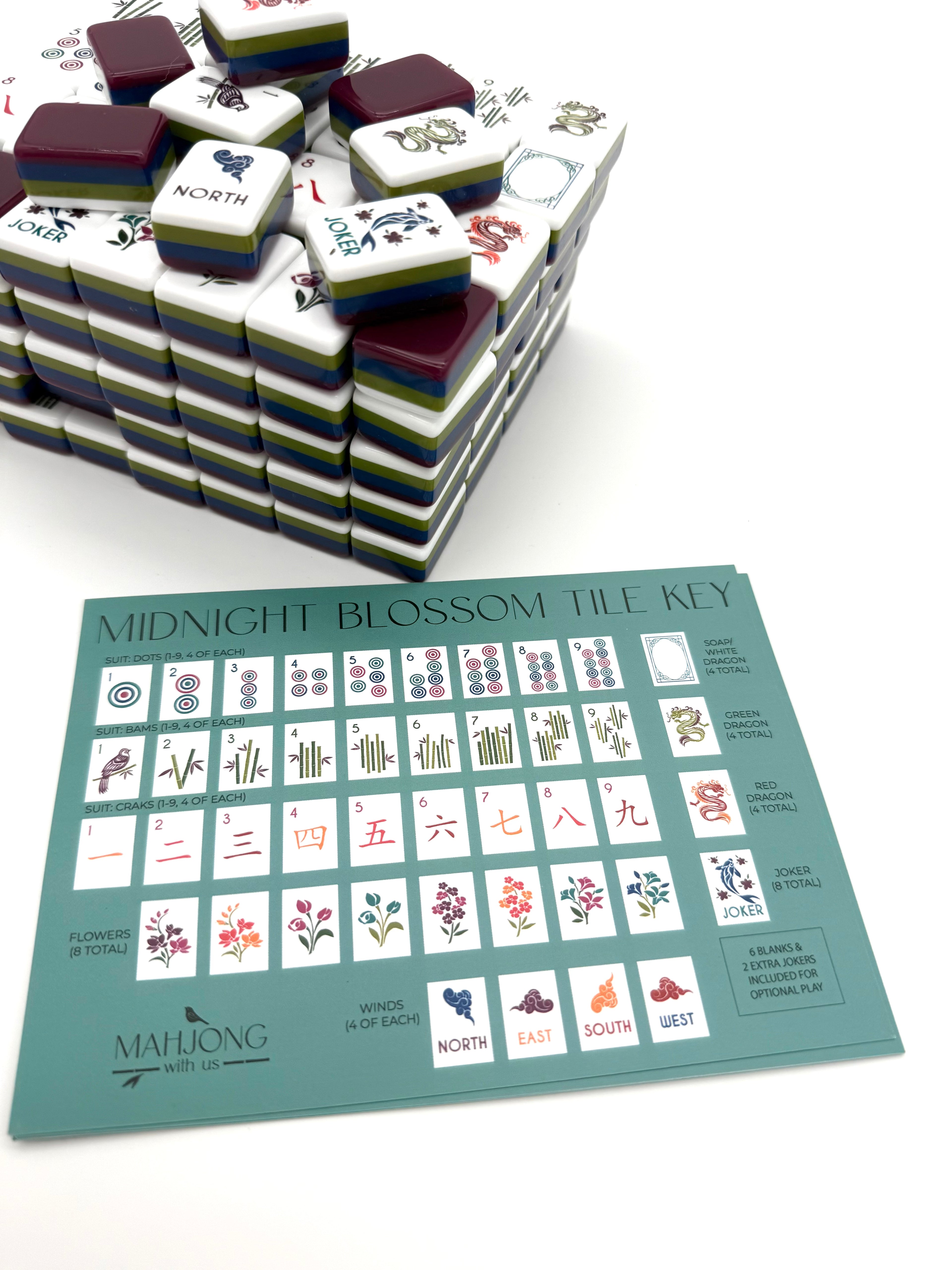 Midnight Blossom Premium Mahjong Tiles